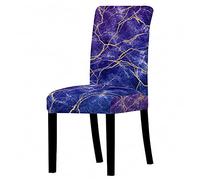 Chair Covers for Dining Chair 2/4/6PCS, Chickwin 3D Marble Style High Back Stretch Chair Cover for Hotel Dining Room Party Removable Washable Chair Cover Slipcovers (Purple marble,4 PCS)