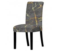 Chair Covers for Dining Chair 2/4/6PCS, Chickwin 3D Marble Style High Back Stretch Chair Cover for Hotel Dining Room Party Removable Washable Chair Cover Slipcovers (Grey marble,4 PCS)