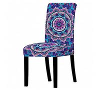 Chair Covers for Dining Chair 2/4/6PCS, Chickwin Mandala Style High Back Stretch Chair Cover for Hotel Dining Room Party Removable Washable Chair Cover Slipcovers (blue pink Mandala,1 PCS)