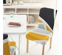 Chair Covers for Dining Chairs 4 Black Yellow White Gray Chair Covers Stretch Removable Washable Dining Chair Covers Spandex Dining Room Chair Covers,Easy Fit Modern Seat Covers with Elastic Band