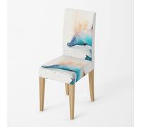 Chair Covers For Dining Chairs 4 Blue Animals Stretch Removable Soft Easy to clean,High Back Dining Chair Covers,Chairs Back Cover for Office Kitchen