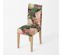 Chair Covers for Dining Chairs 4 Green Pink High Back Stretch Spandex Fabric Printing Washable Chair Covers With Elastic Edge For Hotel, Decor Home, Kitchen
