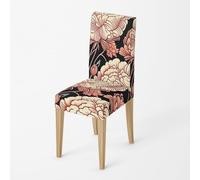 Chair Covers for Dining Chairs 4 Pink Black High Back Stretch Spandex Fabric Printing Washable Chair Covers With Elastic Edge For Hotel, Decor Home, Kitchen