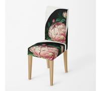 Chair Covers for Dining Chairs 4 Pink Flowers High Back Stretch Spandex Fabric Printing Washable Chair Covers With Elastic Edge For Hotel, Decor Home, Kitchen