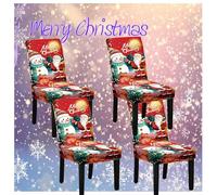 chair covers for dining chairs, 4pcs Christmas Chair Protector Stretch Removable Xmas Chair Covers for Dining Room,High Back Dining Chair Slipcover Seat Cover for Home Festival,Christmas Decoration