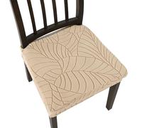 Chair Covers For Dining Chairs 6 Khaki Leaves Seat Covers For Dining Chairs Slipcovers Washable,Dining Room And Kitchen,For Banquet, Party, Hotel