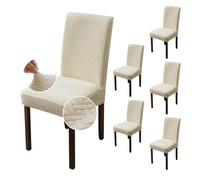 Chair Covers for Dining Room Chair Covers Dining Chair Slipcovers Stretch Kitchen Parsons Chair Covers (Beige, 6 PCS)