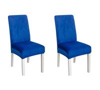 Chair Covers For Dining Room, Velvet Stretch Chair Cover Removable Universal Dining Chair Protector Washable For Hotel Dining Room Kitchen-Royal blue-Set of 2
