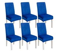 Chair Covers For Dining Room, Velvet Stretch Chair Cover Removable Universal Dining Chair Protector Washable For Hotel Dining Room Kitchen-Royal blue-Set of 6