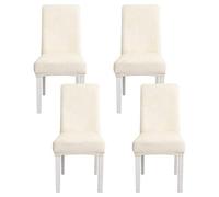 Chair Covers For Dining Room, Velvet Stretch Chair Cover Removable Universal Dining Chair Protector Washable For Hotel Dining Room Kitchen-Off-white-Set of 4