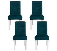 Chair Covers For Dining Room, Velvet Stretch Chair Cover Removable Universal Dining Chair Protector Washable For Hotel Dining Room Kitchen-Malachite green-Set of 4