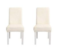 Chair Covers For Dining Room, Velvet Stretch Chair Cover Removable Universal Dining Chair Protector Washable For Hotel Dining Room Kitchen-Off-white-Set of 2