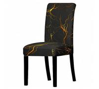 Chair Covers Gold Black Abstract Dining Chair Covers Stretch Spandex Washable Dining Chairs Set of 2 Reusable Universal Chairs Slipcovers Removable Protector for Kitchen, Party, Home Decor