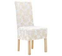 Chair Covers Gold Printed Stretch Polyester-Elastane 6pcs Fit 46-55cm Back Seat