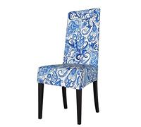 Chair Covers Light and Dark Blue White Floral Paisley Art Stretch Dining Chair Protector Seat Slipcover Seat Cover for Chairs