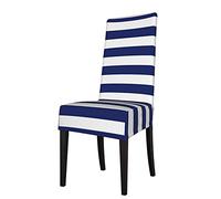 Chair Covers Navy Blue and White Stripe Pattern Seat Protector Stretch Dining Chair Slipcover Seat Cover for Chairs