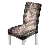 Chair Covers Retro Brown Pattern Dining Chair Covers Stretch Spandex Washable Dining Chairs Set Of 4 Reusable Universal Chair Cover Removable Protector for Kitchen, Party, Home Decor