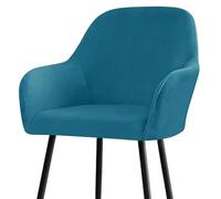 Chair Covers with Curved Backrest, Stretch Velvet Chair Covers with Chair Leg Caps, Armchair Covers 2/4/6 Pieces Universal for Dining Room, Kitchen, Hotel,blue A,6er Pack