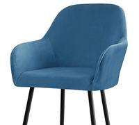 Chair Covers with Curved Backrest, Stretch Velvet Chair Covers with Chair Leg Caps, Armchair Covers 2/4/6 Pieces Universal for Dining Room, Kitchen, Hotel,blue,6er Pack