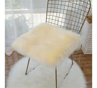Chair Cushion Faux Fur Square, Small Square Seat Cover Fluffy Cushion, Seat Cushion Faux Lambskin Sheepskin, Seat Cover Square Plush for Living Room, Bedroom (Beige, 50 x 50 cm)