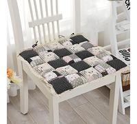 Chair Cushion Non-Slip Square with Ties, Floral Patchwork Farmhouse Seat Pad for Kitchen Dining Room Office Garden Chairs(B,19x19in)