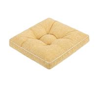 Chair Cushions for Dining Chairs, Yellow Kitchen Chair Cushions 45x45cm, 10cm Thick Seat Cushion for Kitchen Chairs, Tufted Square Seat Pads, Indoor Outdoor Cotton Linen Pads for Dining Room