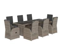 Garden Dining Set with Cushions Table and Chair Set Grey Poly Rattan vidaXL