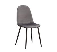 Chair Grey Fabric Ergonomic Seat 44x52x86cm Black Metal Legs Modern Scandinavian