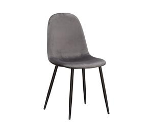 Chair Grey Fabric Ergonomic Seat 44x52x86cm Black Metal Legs Modern Scandinavian