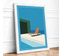 Chair in Solitude Mid-Century Framed Wall Art Print A2 (59.4×42cm) White, Wall Decor for Living Room, Bedroom, Office & Home, Ready to Hang, Art Gift
