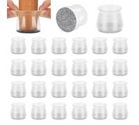 Chair Leg Caps, Pack of 36 Protective Caps for Chair Legs with Felt Floor Protectors for Chairs Silicone Transparent Round Chair Leg Protectors for Protection of Floors