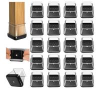 Chair Leg Covers, 20 PCS Chair Leg Floor Protectors Cap, Furniture pad, Silicone Carpet Protector Table Feet Cover, High Elastic Soft Rubber No Noise No Scratches (Square-L Fit: 26-36mm)