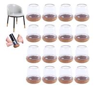 Chair Leg Floor Protectors, 16 Pcs Extra Small Black Silicone Chair Leg Covers Caps for Hardwood Floors with Wrapped Felt, Furniture Feet Protectors Pads