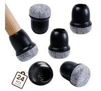 Chair Leg Floor Protectors, 24 Pcs Black Silicone Chair Leg Covers Caps f For Protecting Hardwood/Tile/Laminate Floors From Scratches And Noise(Fit:14-19mm)