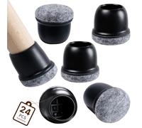Chair Leg Floor Protectors, 24 Pcs Black Silicone Chair Leg Covers Caps f For Protecting Hardwood/Tile/Laminate Floors From Scratches And Noise(Fit:28-35mm)