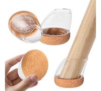 Chair Leg Floor Protectors, 24 Pcs Silicone Transparent Chair Leg Covers Caps for Hardwood Floors with Wrapped Felt, 15°-25°Furniture Feet Protectors Pads Tilted Legs, Noise Reduction (fit:14-20mm)