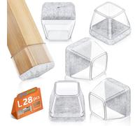 Chair Leg Floor Protectors Square, Silicone Chair Leg Caps with Felt Pads, Protecting Floors from Scratches
