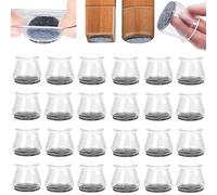 Chair Leg Protectors for Hardwood Floors, 24pcs Durable Silicone Chair Leg Floor Protector Covers Caps with Indivisible Felt Pads, Move Furniture Quietly and Protect Your Floors from Scratches