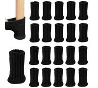 Chair Leg Socks with Felt Pads, chair socks,High Elastic Knitted Furniture Booties, Non-Slip Thick Floor Protectors for Furniture, Chair Leg Floor Protectors Set, 20PCS (Black, 3.5cm x 6.5cm)