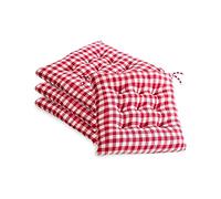Chair Pad Red and White Checkered Chair Cushions, Set of 4 Buffalo Check Chair Pads for Dining Room/Kitchen Chairs Outdoor Patio Seat Cushions with Ties, 16 x 16 Inch Chair Pads