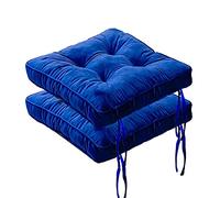 Chair Pads for Dining Chairs Set Of 2, Kitchen Chair Cushions Set Of 2 17x17, Washable Velvet Seat Cushion for Dining Chair Double Sides Use, Multi-Colors to Choose Furniture Cushions Navy Blue