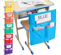 Chair Pockets for Classroom, Student Seat Sack Back Chair Storage Organizer | Multi-Pocket Chair Bags for Classroom with Name Tag Slot, Washable Seat Pockets for K-2 School Student Desk Storage