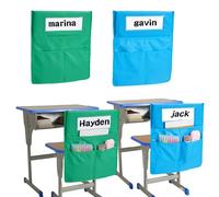 Chair Pockets for Classroom, Student Seat Sack Back Chair Storage Organizer | Multi-Pocket Chair Bags for Classroom with Name Tag Slot, Washable Seat Pockets for K-2 School Student Desk Storage