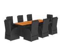 Garden Dining Set with Cushions Table and Chair Set Black Poly Rattan vidaXL
