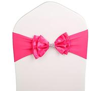 Chair Sashes Bows Bands Ties, Bow Wedding Organza,Tulle Back Flower for Covers Sash Birthday Party Hotel Show Decoration(Rose Red,50PCS)