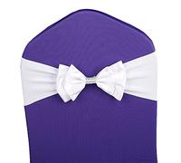 Chair Sashes Bows Bands Ties, Bow Wedding Organza,Tulle Back Flower for Covers Sash Birthday Party Hotel Show Decoration(White,10PCS)