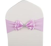 Chair Sashes Bows Bands Ties, Bow Wedding Organza,Tulle Back Flower for Covers Sash Birthday Party Hotel Show Decoration(Light Purple,50PCS)