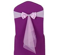 Chair Sashes Bows Bands Ties, Bow Wedding Organza,Tulle Back Flower for Covers Sash Birthday Party Hotel Show Decoration(Light Purple,1PC)