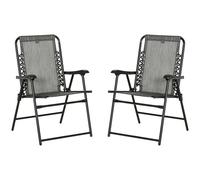 Chair Set Grey Patio Folding Dining Garden Armrest Outdoor Beach Camping 2 Pc