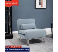 Chair Sofa Bed Single Folding 5 Position Convertible Sleeper Blue